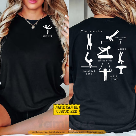 Personalized Gymnastics Two-sided T-shirt, Eat Sleep Flip Repeat Sport Tees Gift For Gymnastics Lover