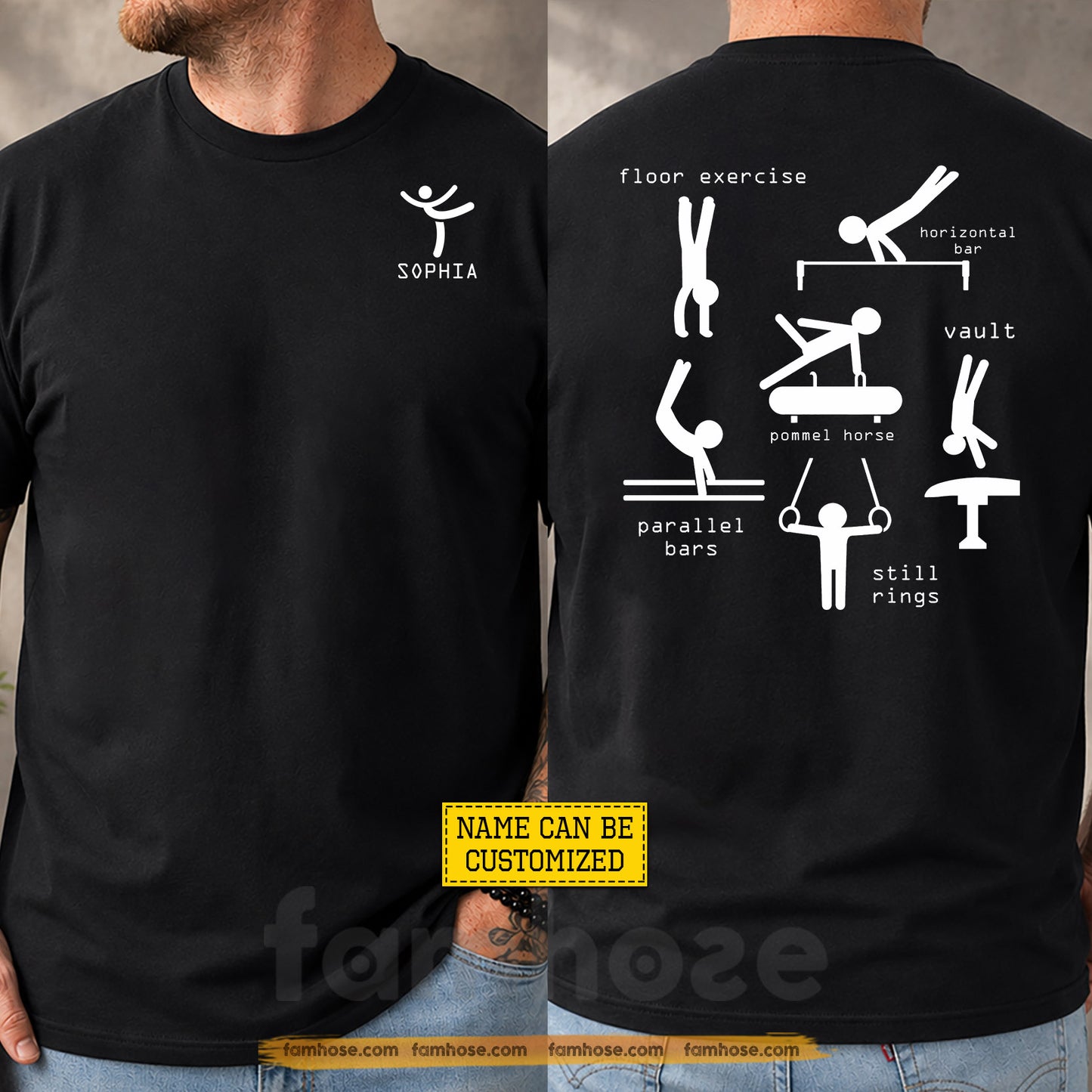 Personalized Gymnastics Two-sided T-shirt, Eat Sleep Flip Repeat Sport Tees Gift For Gymnastics Lover