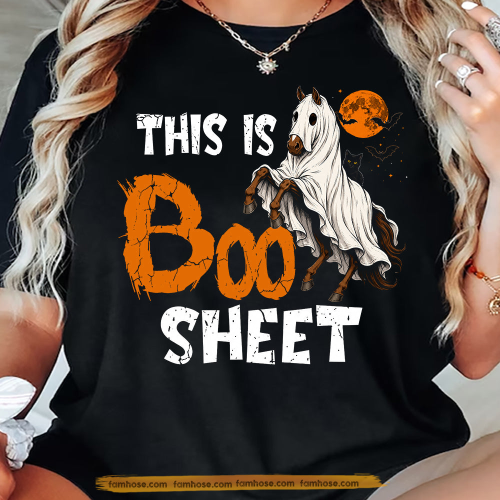 Funny Halloween Horse Boo T-shirt, This is Boo Sheet Ghost Horse Tees Spooky Season Gift For Horse Lover