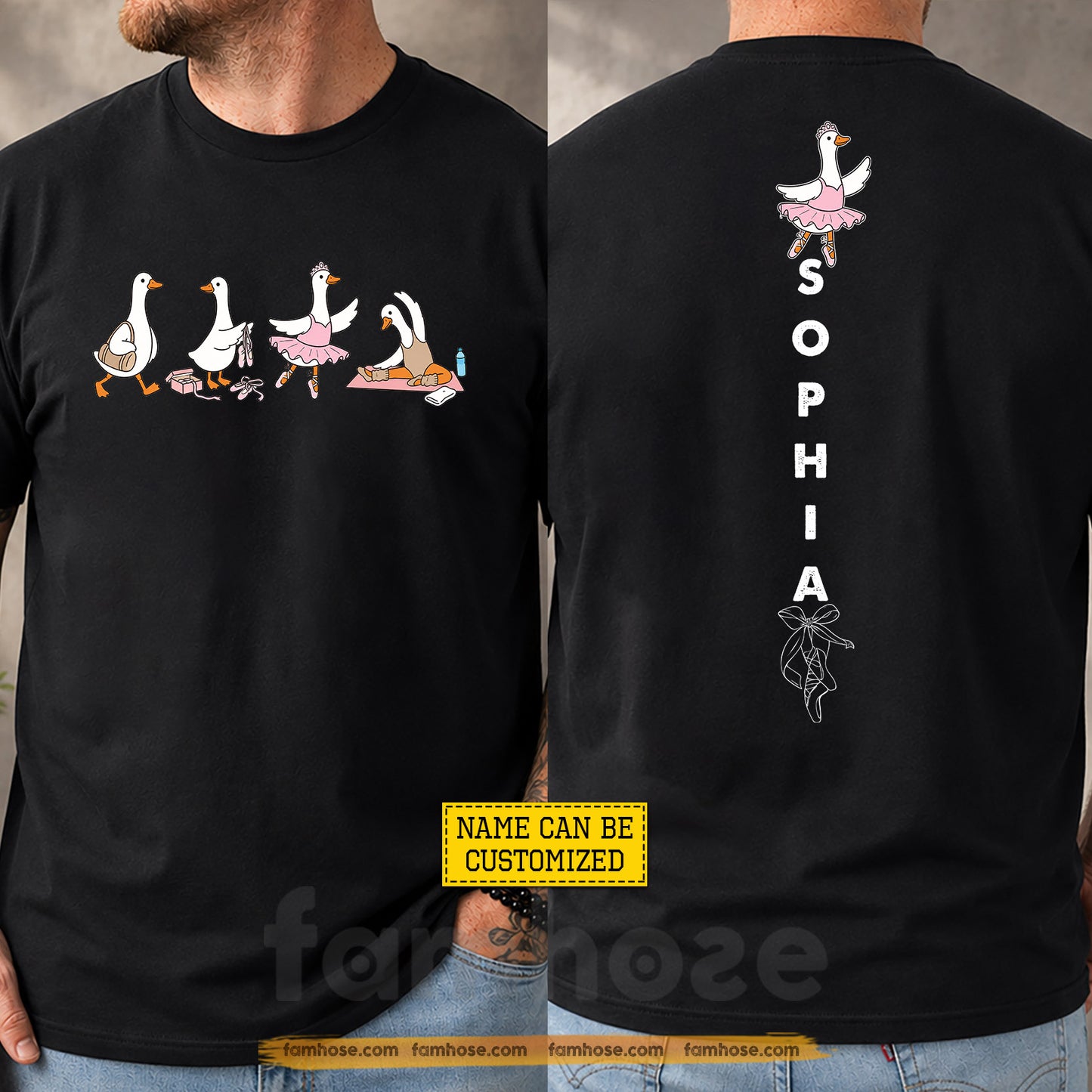 Personalized Ballet & Duck Two-sided T-shirt, Every Swan Started As A Goose Tees Gift For Ballet Lover