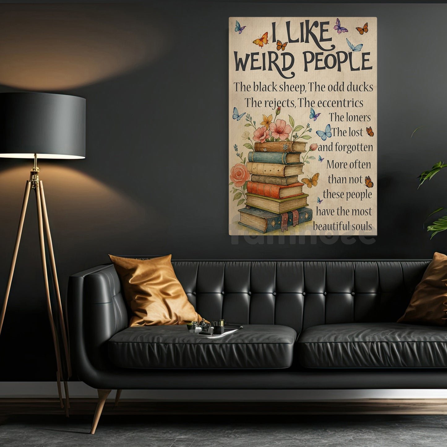 Reading Book Canvas Painting, I Like Weird People Wall Art Decor, Poster Gift For Book Lovers