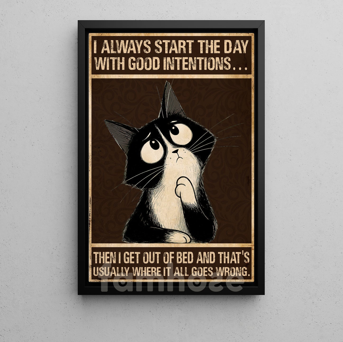 Funny Cat Canvas Painting, Where It All Goes Wrong Wall Art Decor, Poster Gift For Cat Lovers