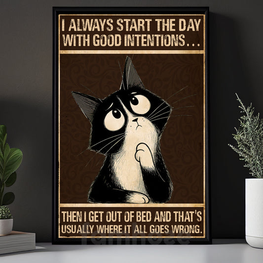 Funny Cat Canvas Painting, Where It All Goes Wrong Wall Art Decor, Poster Gift For Cat Lovers