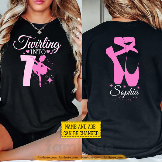 Personalized Ballet Back To School Kid Two-sided T-shirt, Twirling Into Preschool Tees Elementary School Student Gift For Ballet Lover