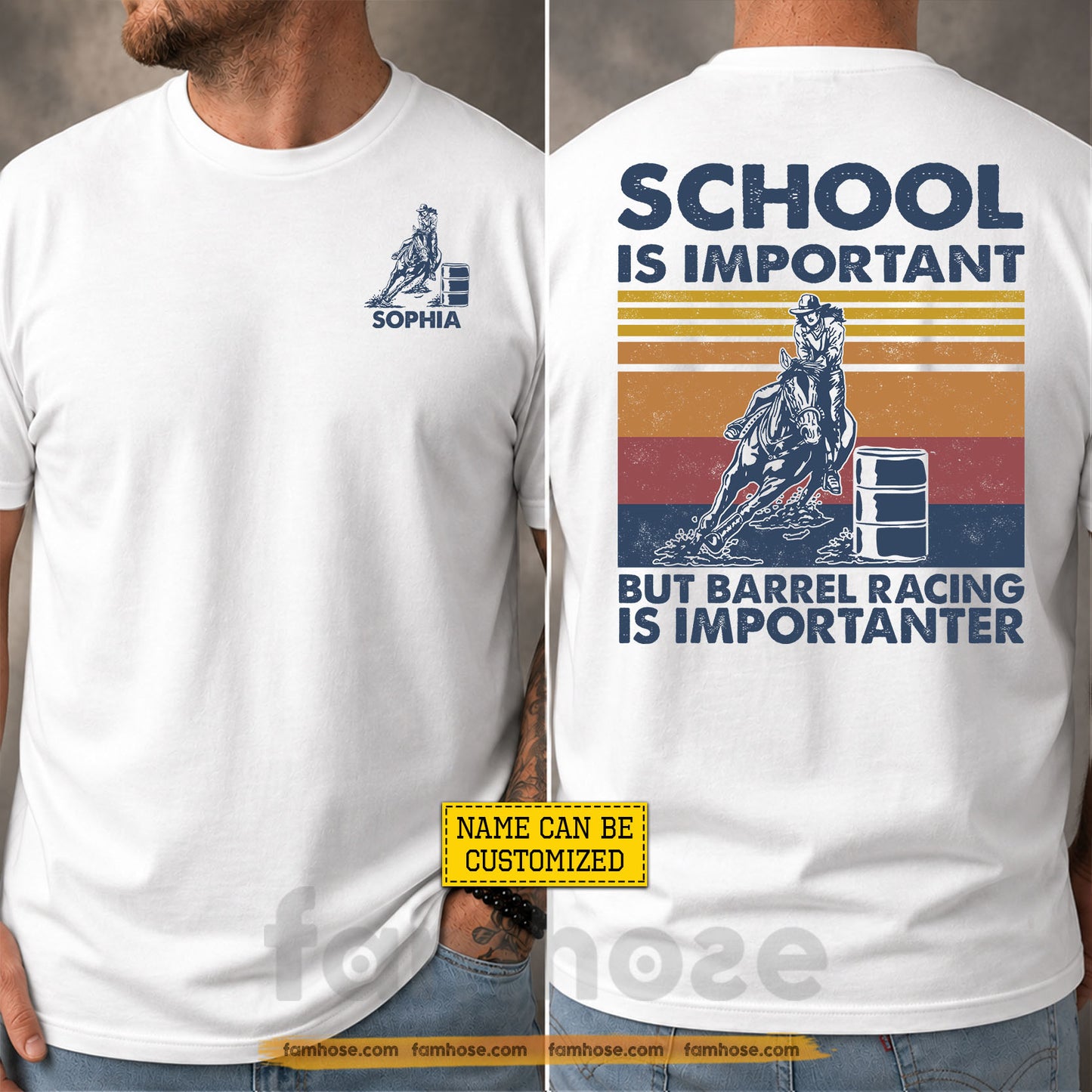 Personalized Barrel Racing First Day Of School Two-sided T-shirt, School Is Important Back To School Tees, Student Gift For Barrel Racing Lover