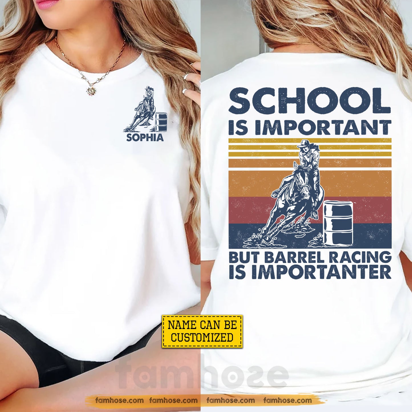 Personalized Barrel Racing First Day Of School Two-sided T-shirt, School Is Important Back To School Tees, Student Gift For Barrel Racing Lover
