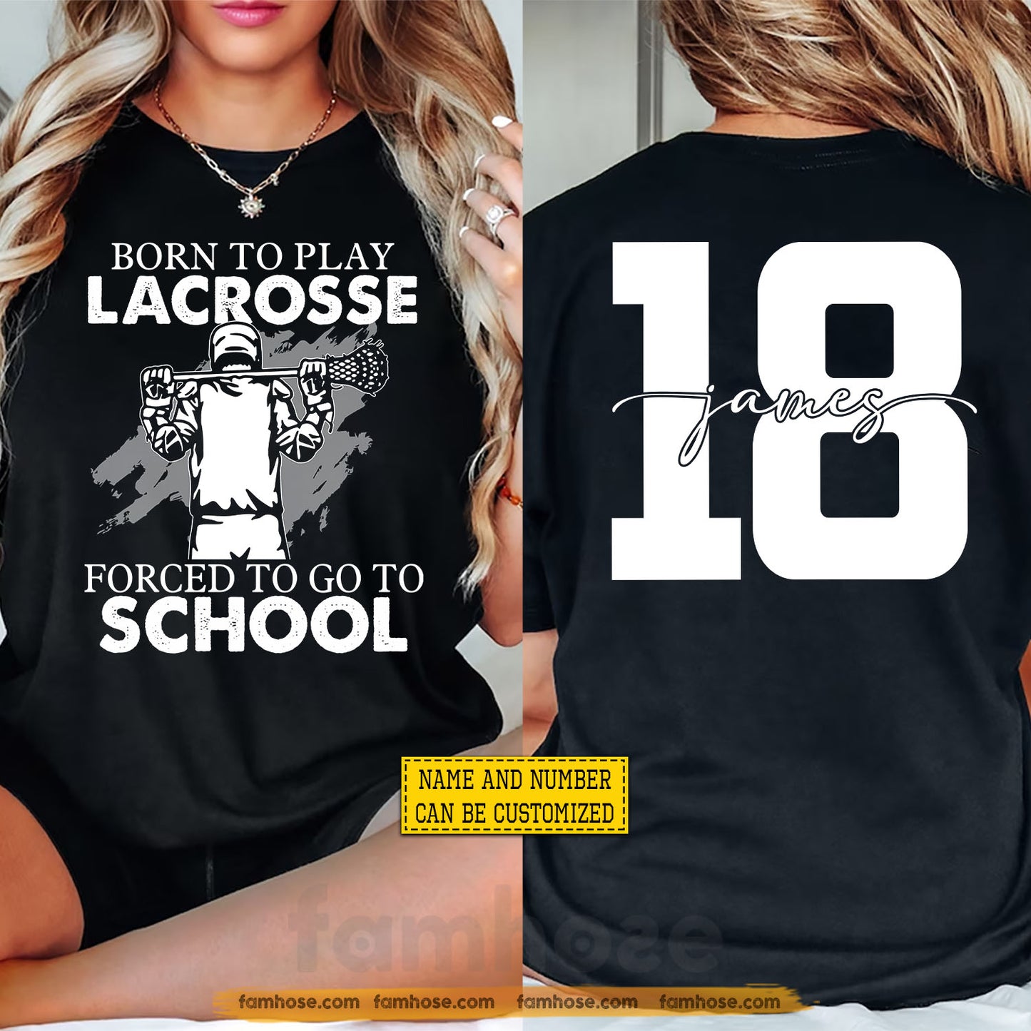 Personalized Lacrosse First Day Of School Two-sided T-shirt, Born To Play Lacrosse Back To School Sport Tees, Student Gift For Lacrosse Lover