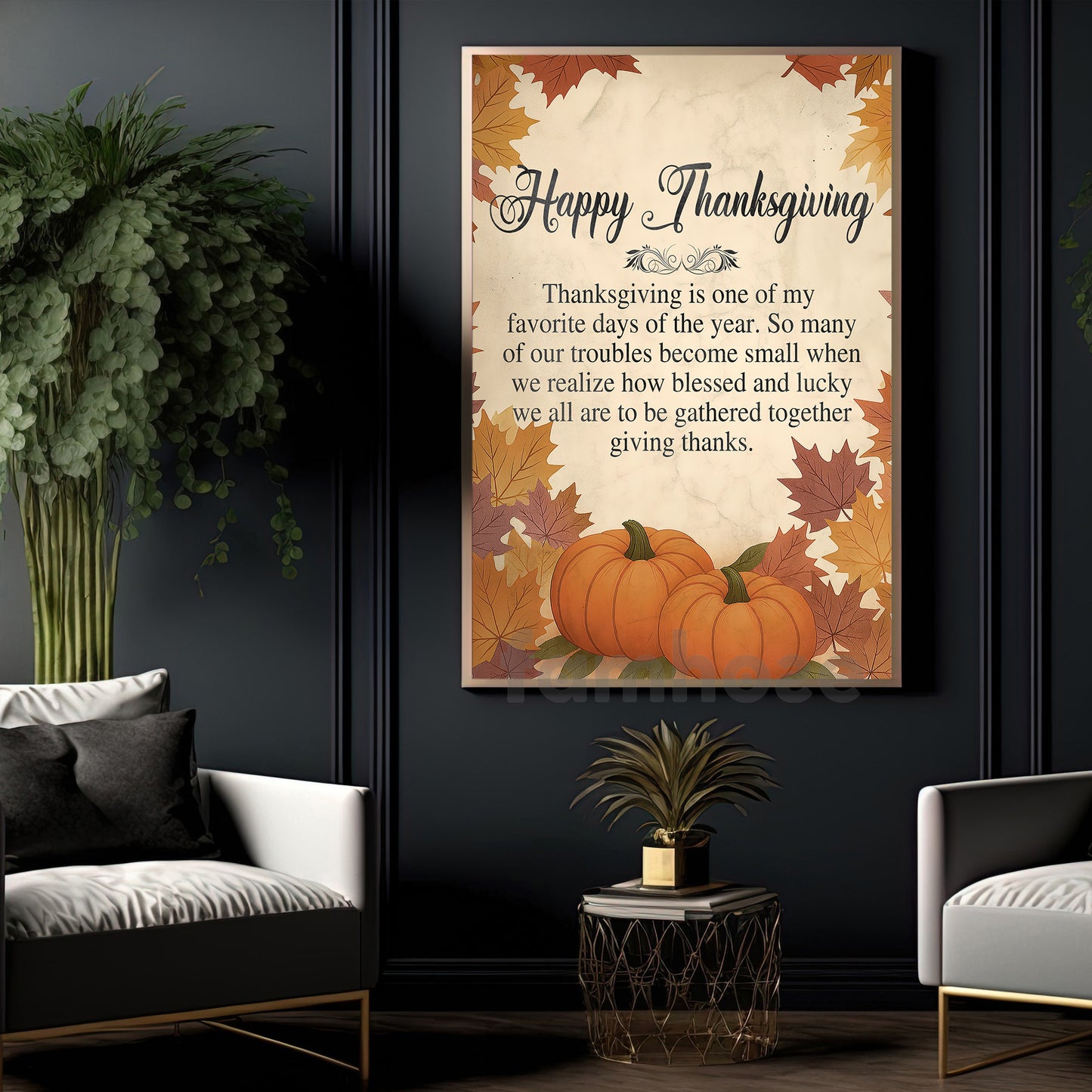 Thanksgiving Canvas Painting, Thanksgiving Is One Of My Favorite Days Wall Art Decor, Give Thanks Poster Gift