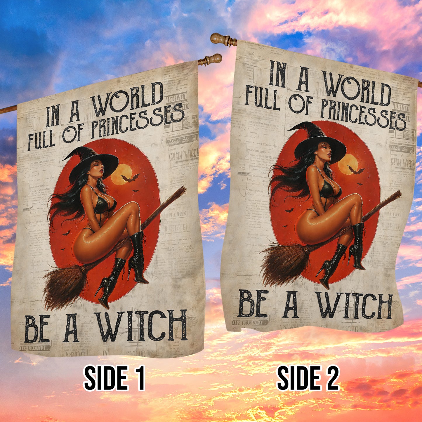 Sexy Halloween Witch Garden & House Flag, Be A Witch Yard Flag, Spooky Season Gift For Witch Lovers