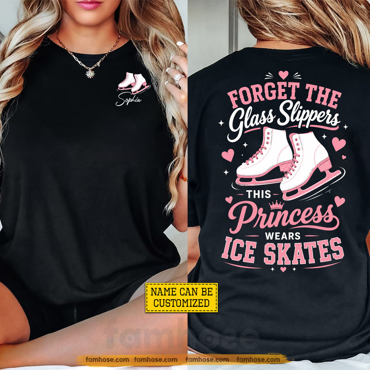Personalized Ice Skating Two-sided T-shirt, Forget The Glass Slippers Sport Tees Gift For Ice Skating Lover