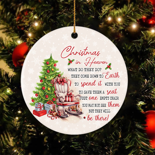 Christmas In Heaven, Memorial Circle Ceramic Ornament Christmas Tribute Gift