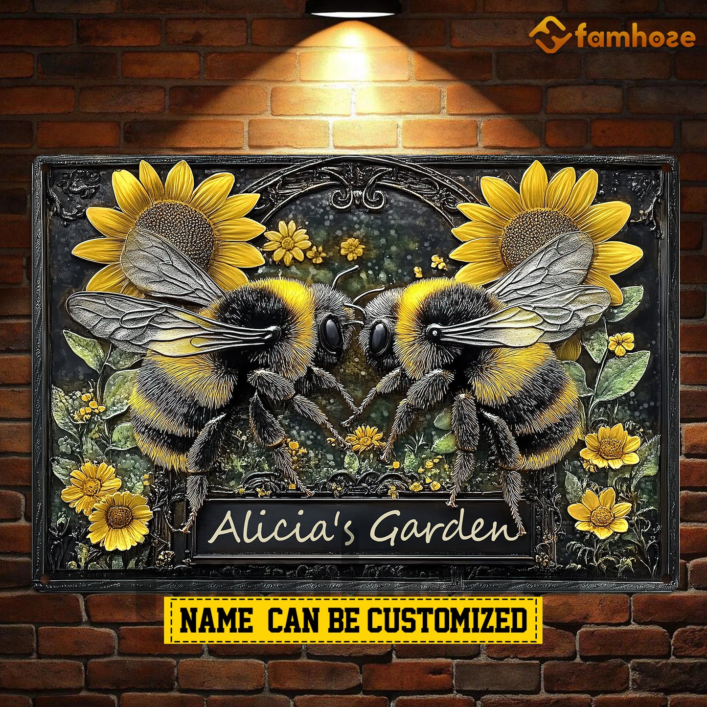 Personalized Garden 3D Metal Sign, Twin Guardian Bees Metal Sign, Decor Gift For Garden Lovers