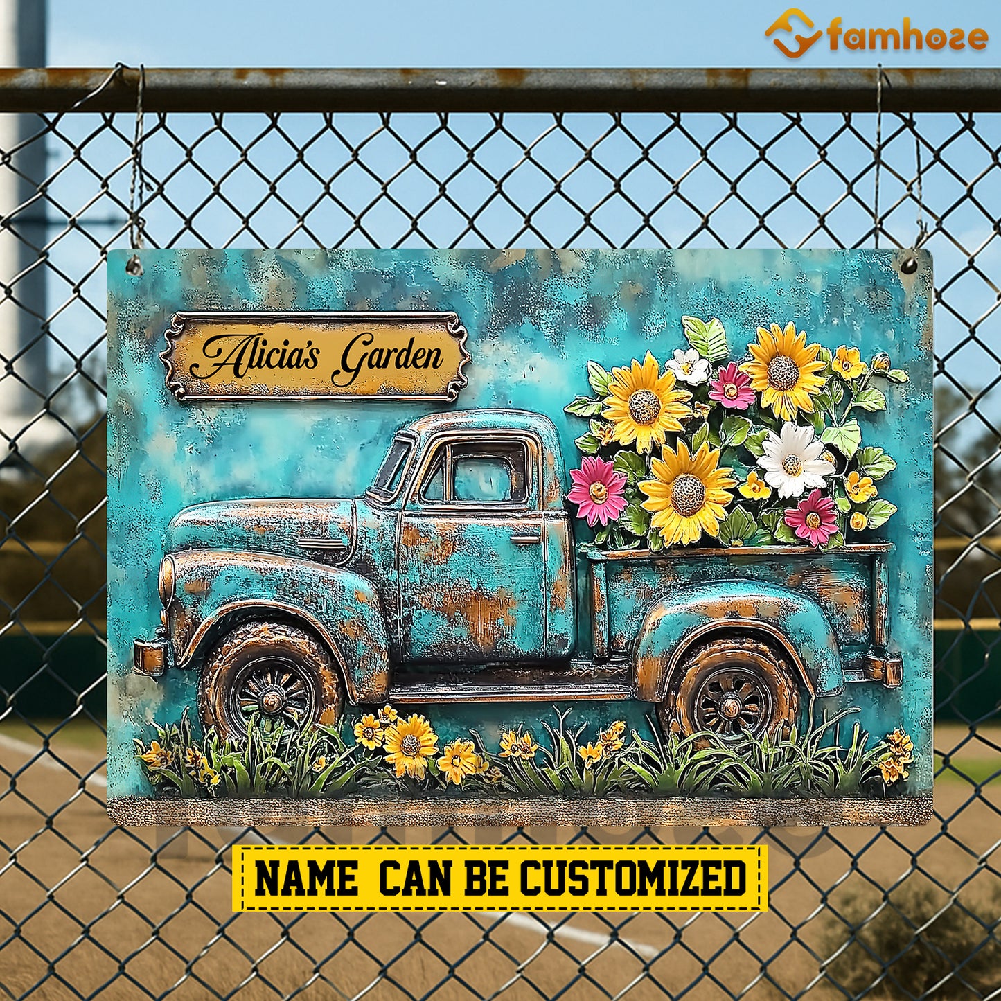 Personalized Garden 3D Truck Metal Sign, Bringing A Garden To Life Metal Sign, Decor Gift For Truckers