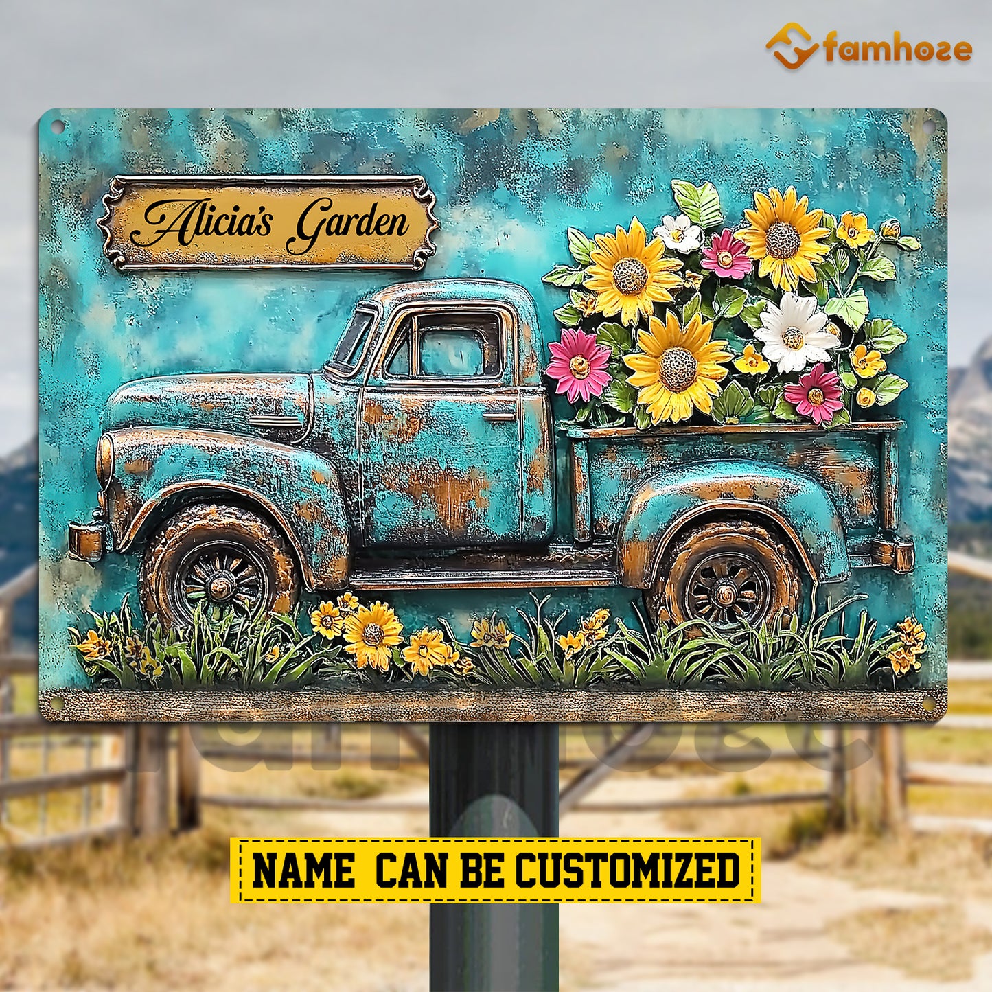 Personalized Garden 3D Truck Metal Sign, Bringing A Garden To Life Metal Sign, Decor Gift For Truckers