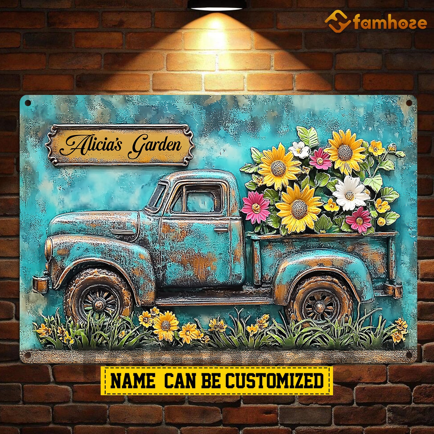 Personalized Garden 3D Truck Metal Sign, Bringing A Garden To Life Metal Sign, Decor Gift For Truckers