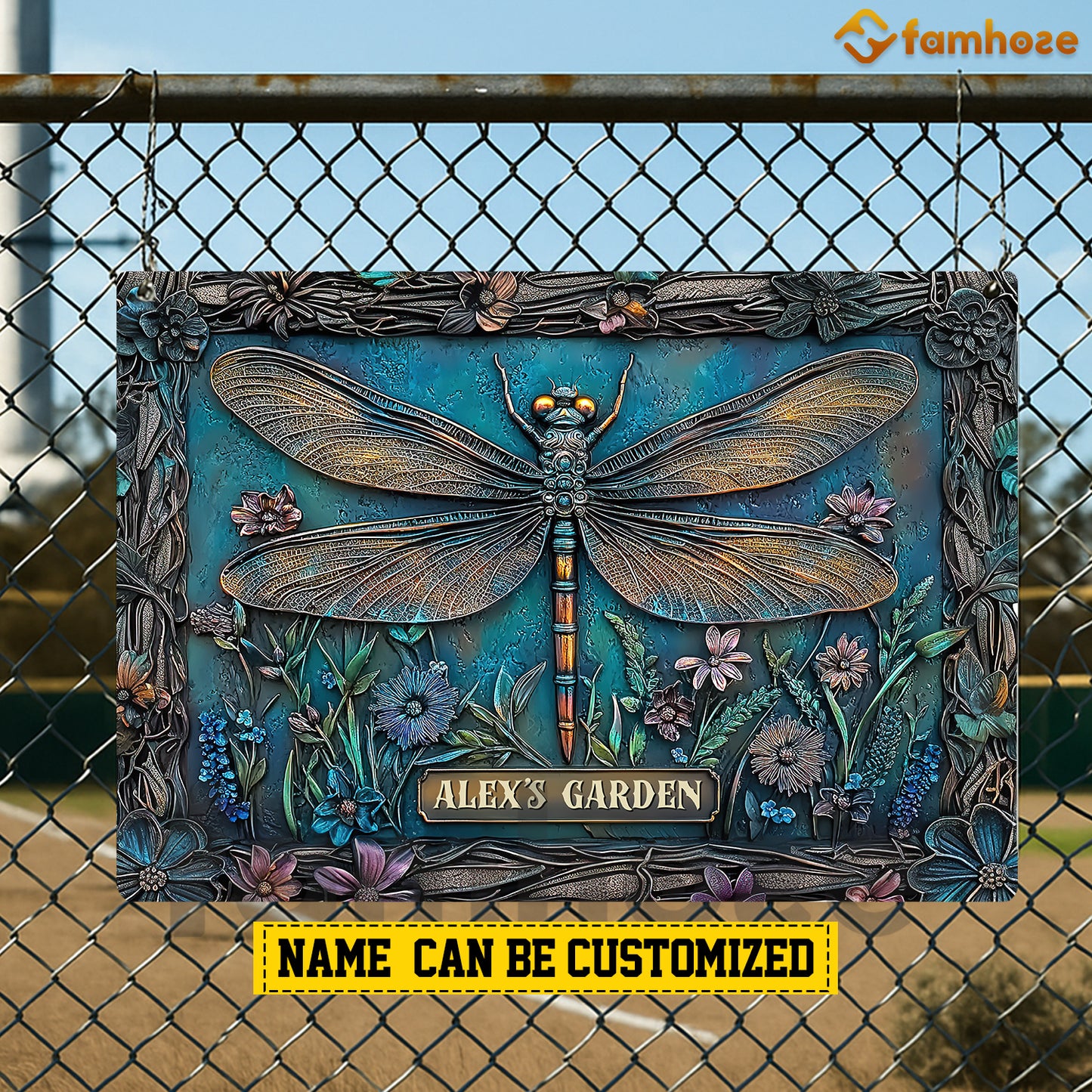 Personalized Garden 3D Metal Sign, Intricate Dragonfly Unfolding Its Wings Metal Sign, Decor Gift For Garden Lovers