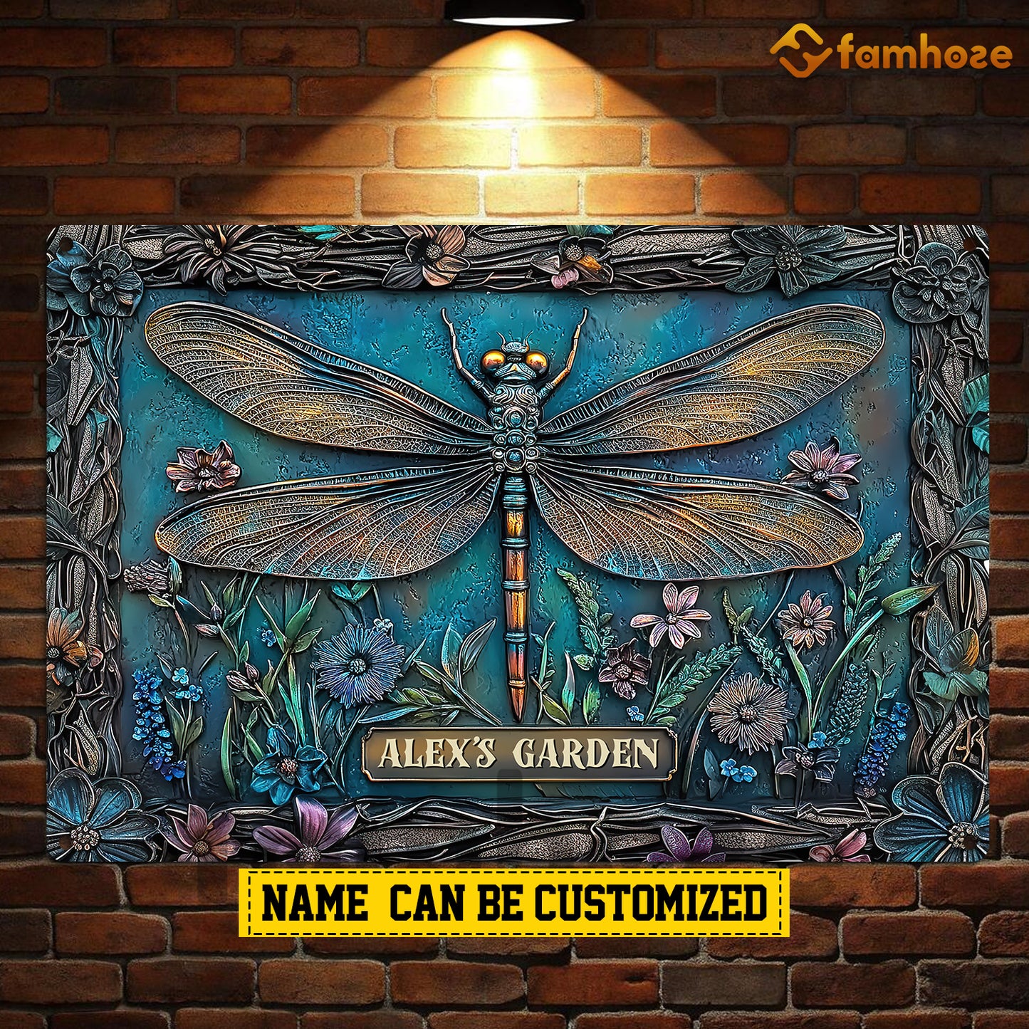 Personalized Garden 3D Metal Sign, Intricate Dragonfly Unfolding Its Wings Metal Sign, Decor Gift For Garden Lovers