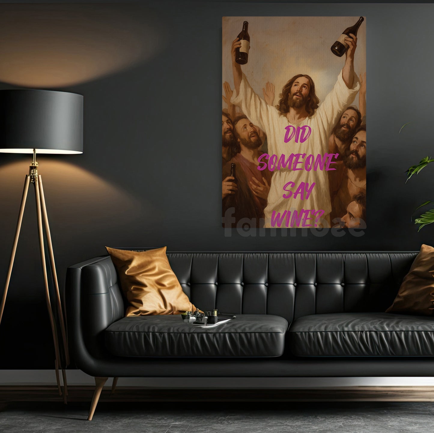 Funny God Canvas Painting, Did Someone Say Wine Wall Art Decor, Poster Christian Gift For Wine Lovers