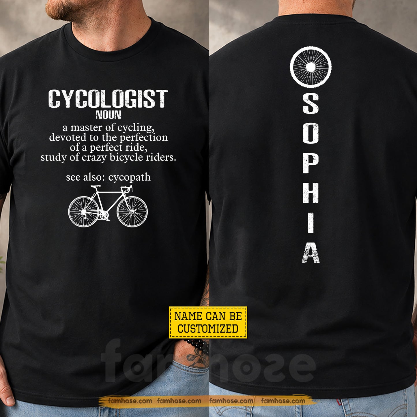 Personalized Cycling Two-sided T-shirt, Certified Cycologist Sport Tees Gift For Cycling Lover
