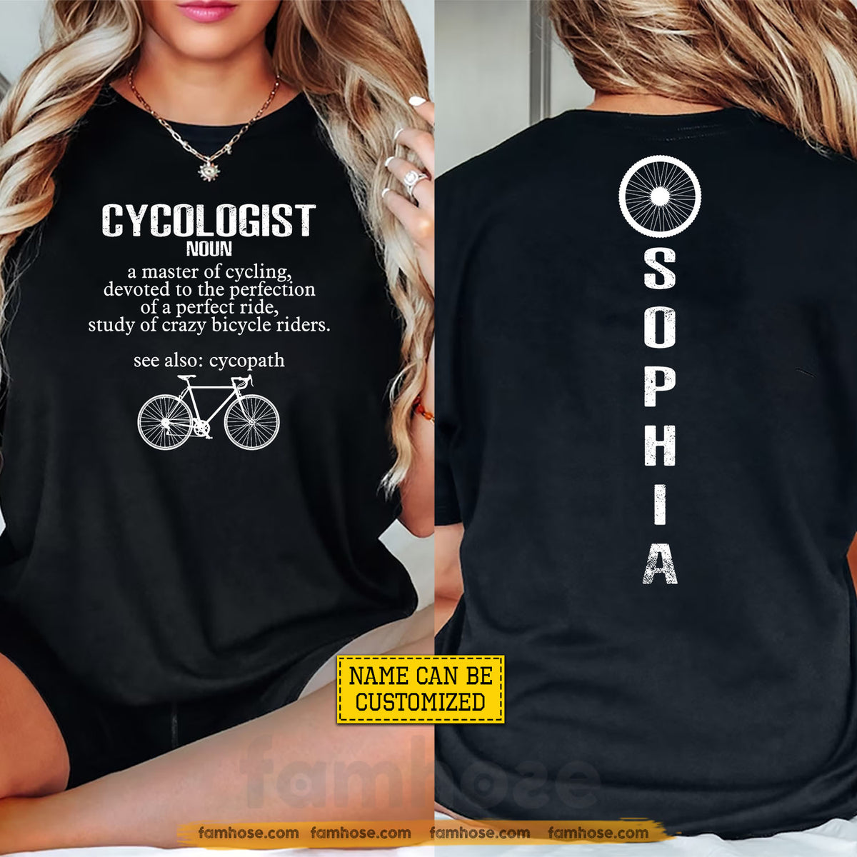 Personalized Cycling Two-sided T-shirt, Certified Cycologist Sport Tees Gift For Cycling Lover