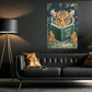 Funny Tiger Reading Book Canvas Painting, Go Got 'Em Tiger Wall Art Decor, Poster Gift For Tiger Lovers