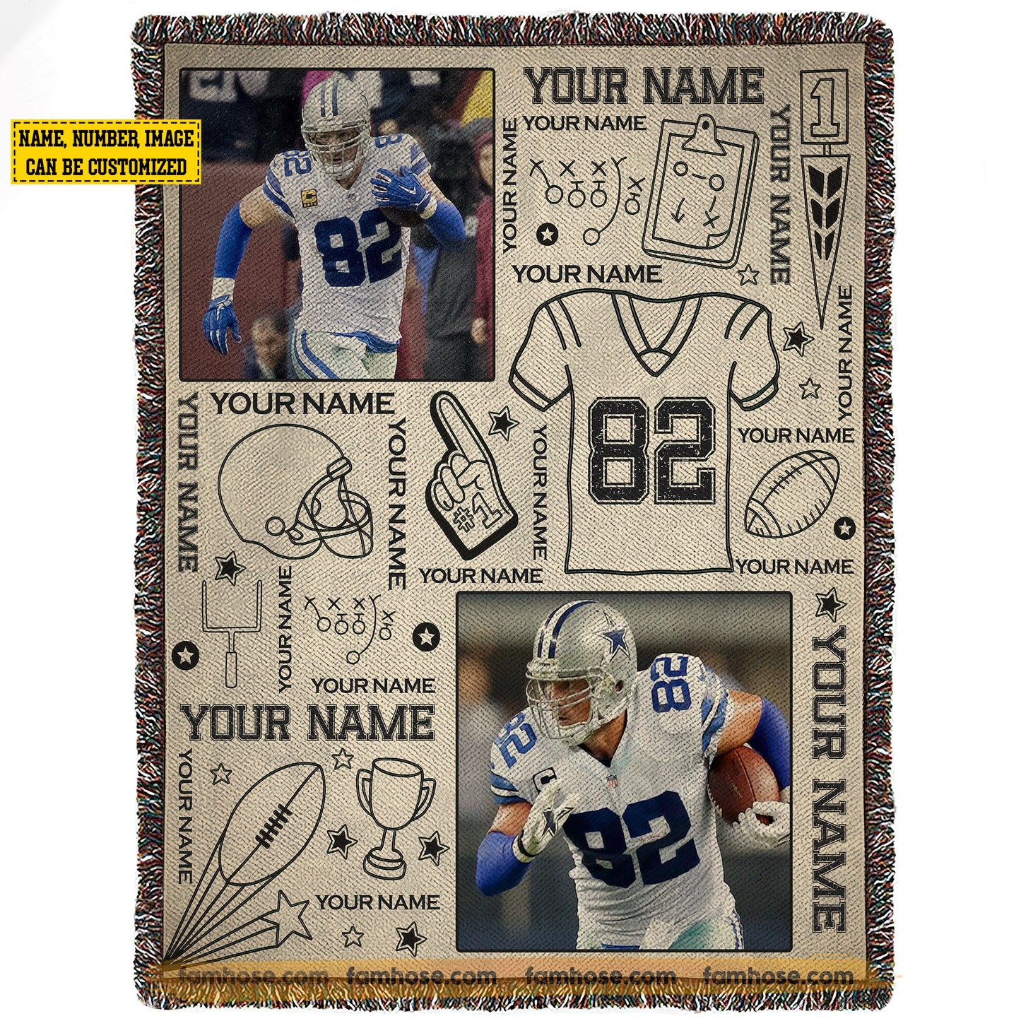 Personalized Football Fleece Blanket, The Pride Of Football Player Woven Blanket, Sherpa Blanket Gift For Football Lovers