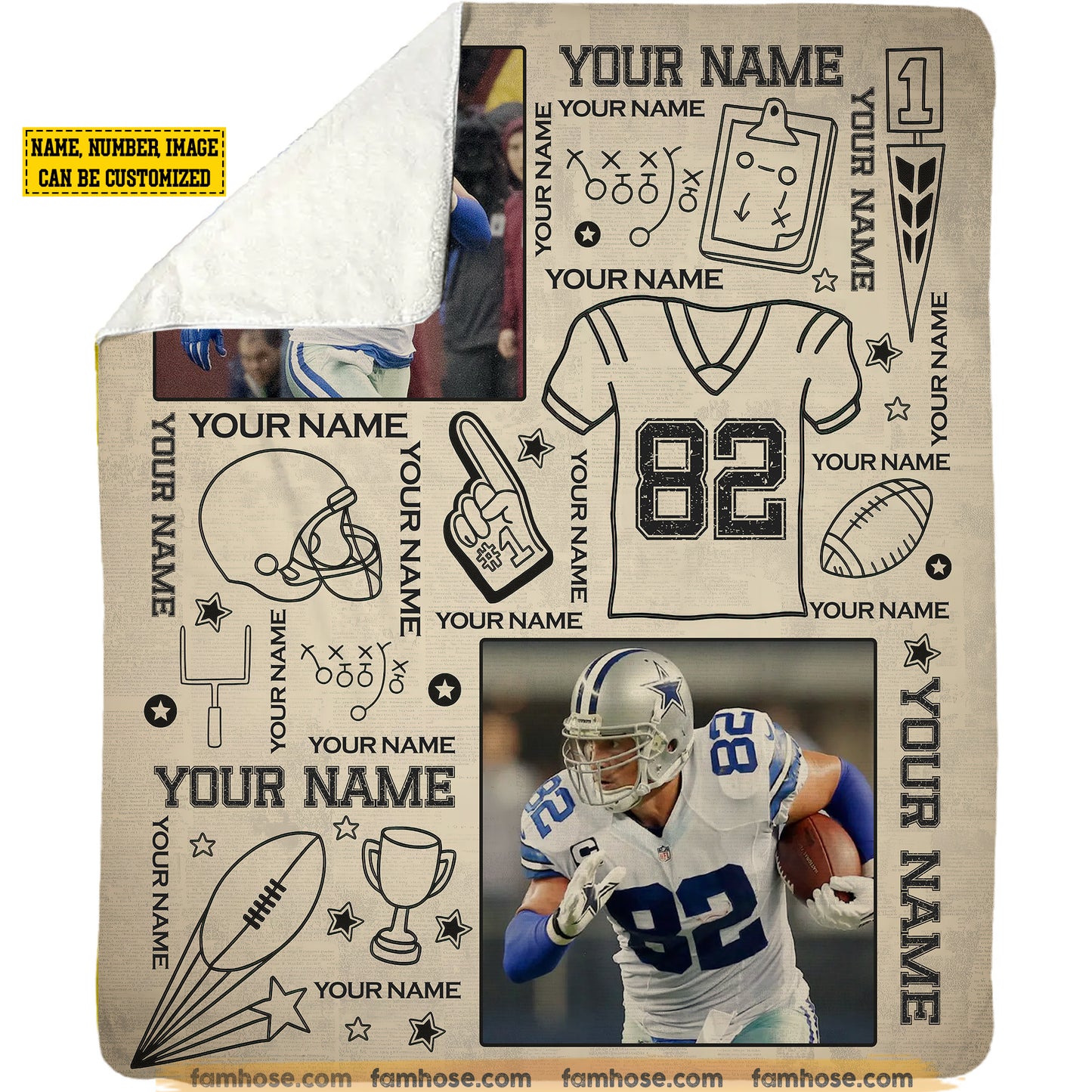 Personalized Football Fleece Blanket, The Pride Of Football Player Woven Blanket, Sherpa Blanket Gift For Football Lovers