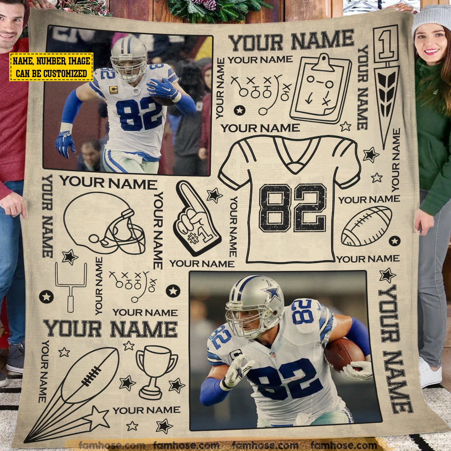 Personalized Football Fleece Blanket, The Pride Of Football Player Woven Blanket, Sherpa Blanket Gift For Football Lovers