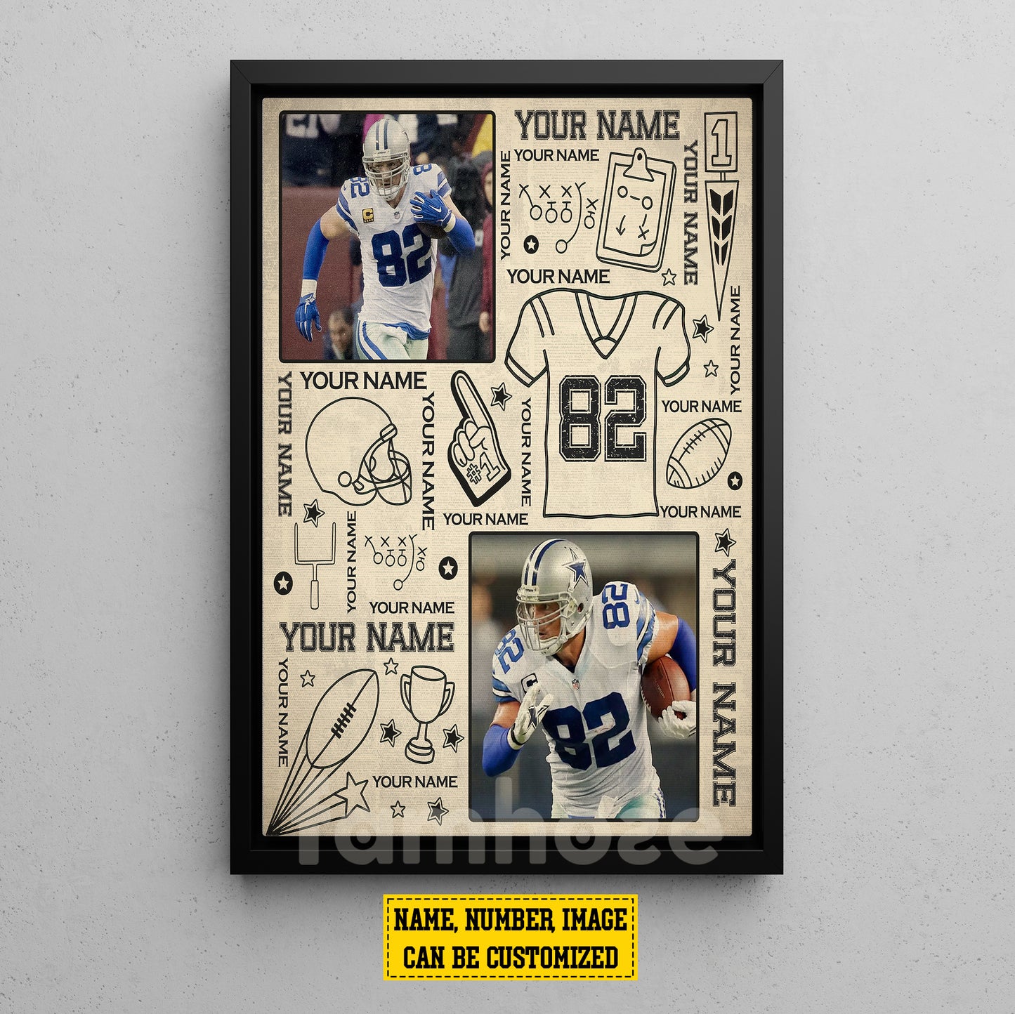 Personalized Football Canvas Painting, The Pride Of Football Player Wall Art Decor, Poster Gift For Football Lovers