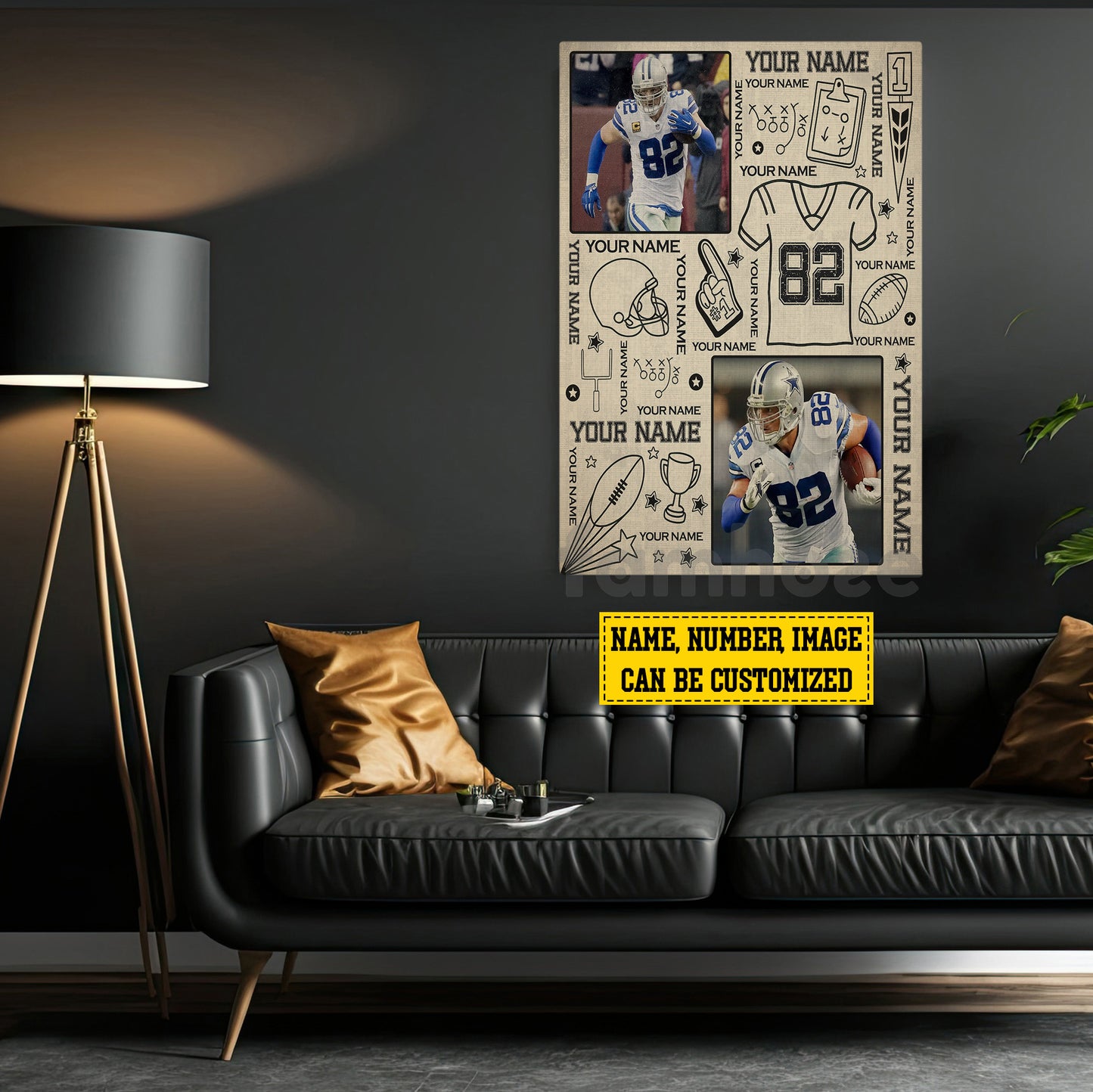 Personalized Football Canvas Painting, The Pride Of Football Player Wall Art Decor, Poster Gift For Football Lovers
