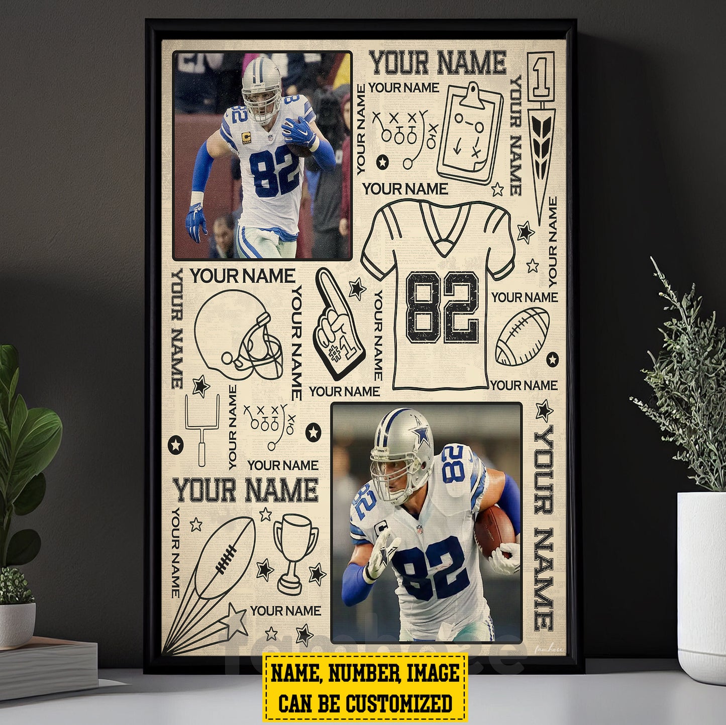 Personalized Football Canvas Painting, The Pride Of Football Player Wall Art Decor, Poster Gift For Football Lovers