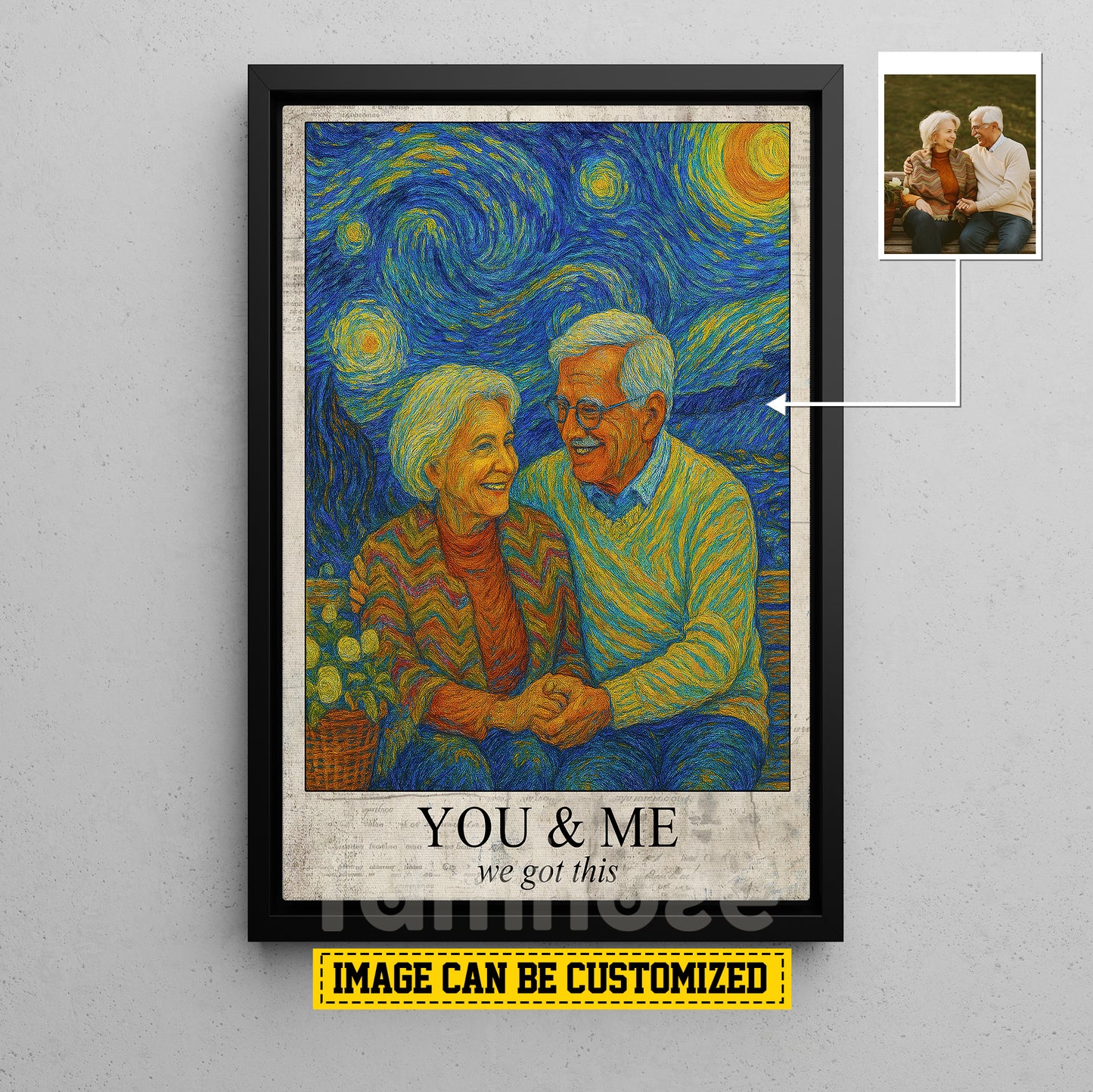 Lovely Personalized Couple Canvas Painting, We Got This Van Gogh Style Wall Art Decor, Poster Gift For Couple