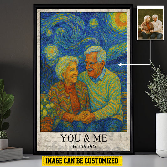 Lovely Personalized Couple Canvas Painting, We Got This Van Gogh Style Wall Art Decor, Poster Gift For Couple