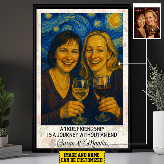 Personalized Bestfriend Canvas Painting, A True Friendship Van Gogh Style Wall Art Decor, Poster Gift For Bestfiend
