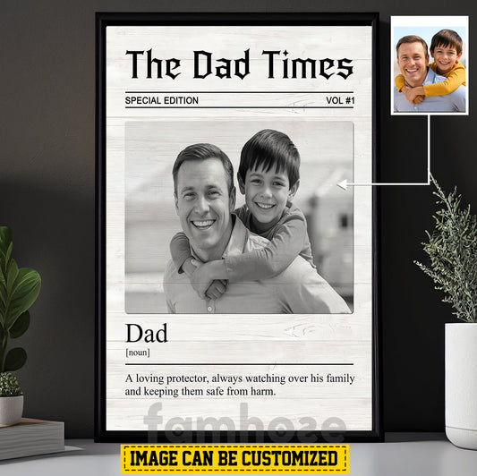 Vintage Personalized Dad Canvas Painting, The Dad Times Wall Art Decor, Poster Gift For Dad