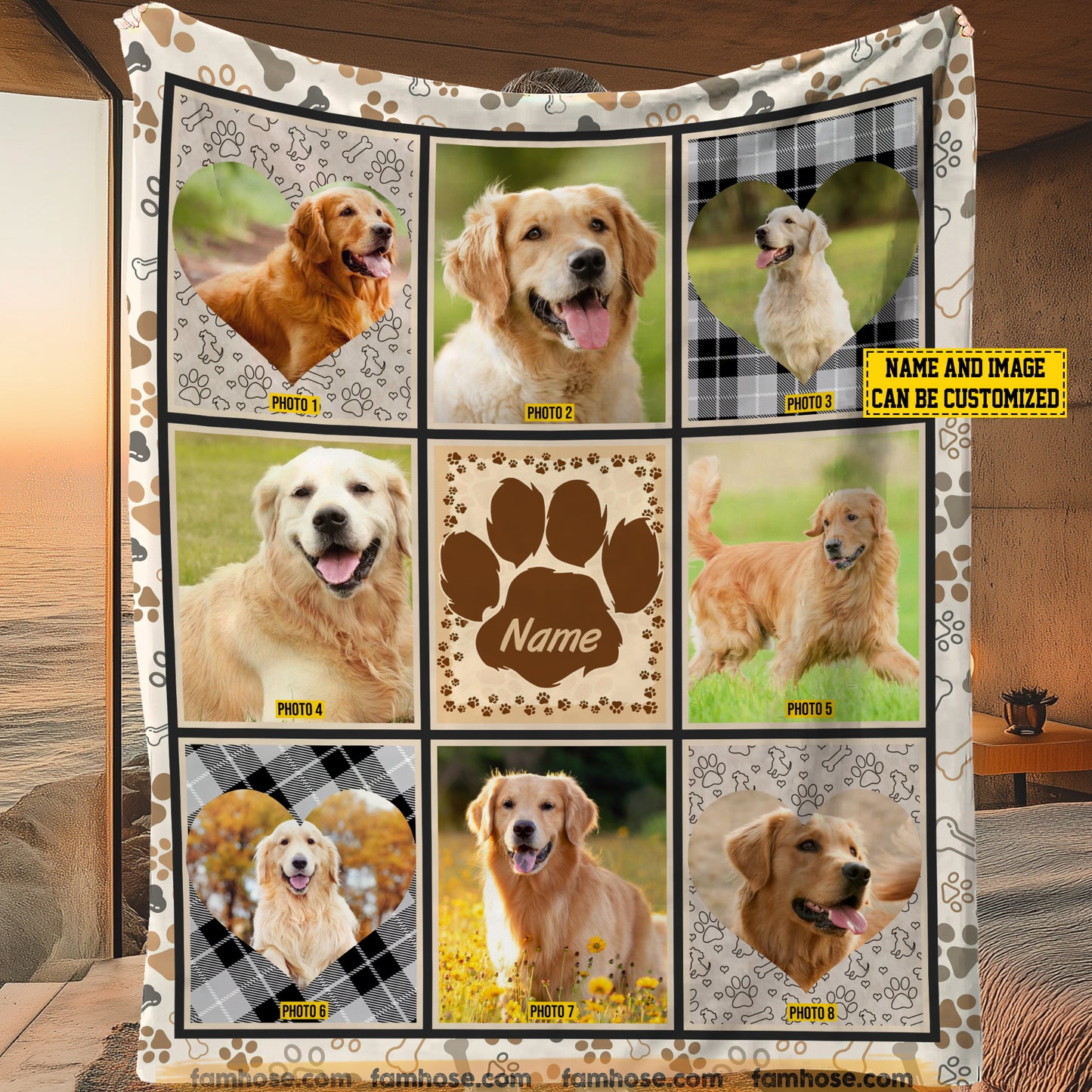 Personalized Photos Of Dog Pet Photo Fleece Blanket, Custom Dog Name Woven Blanket, Sherpa Blanket Gift For Dog Lovers
