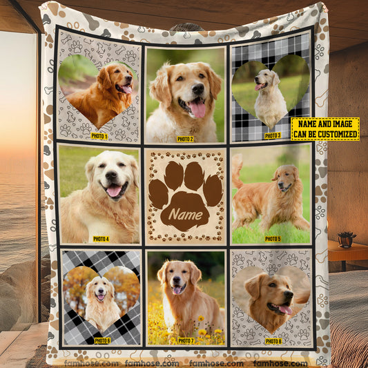 Personalized Photos Of Dog Pet Photo Fleece Blanket, Custom Dog Name Woven Blanket, Sherpa Blanket Gift For Dog Lovers