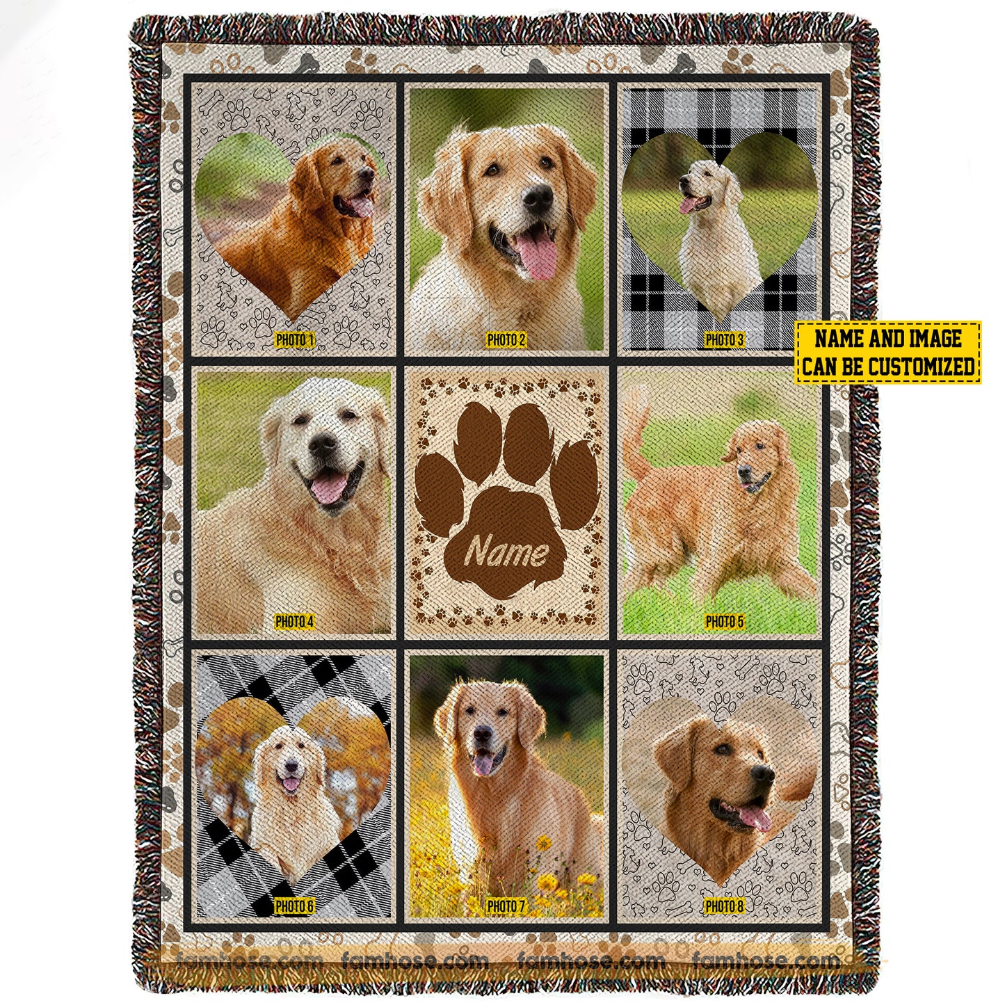 Personalized Photos Of Dog Pet Photo Fleece Blanket, Custom Dog Name Woven Blanket, Sherpa Blanket Gift For Dog Lovers