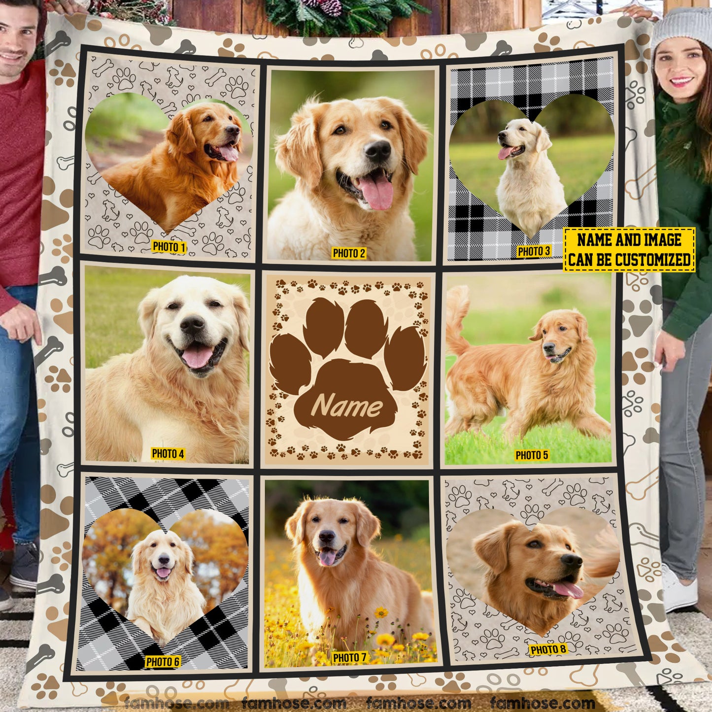 Personalized Photos Of Dog Pet Photo Fleece Blanket, Custom Dog Name Woven Blanket, Sherpa Blanket Gift For Dog Lovers