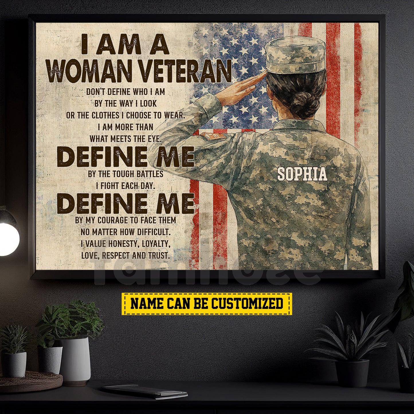 Personalized Veterans Day Canvas Painting, I Am A Woman Veteran Wall Art Decor, Poster Gift For Former Soldiers
