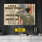 Personalized Veterans Day Canvas Painting, I Am A Woman Veteran Wall Art Decor, Poster Gift For Former Soldiers