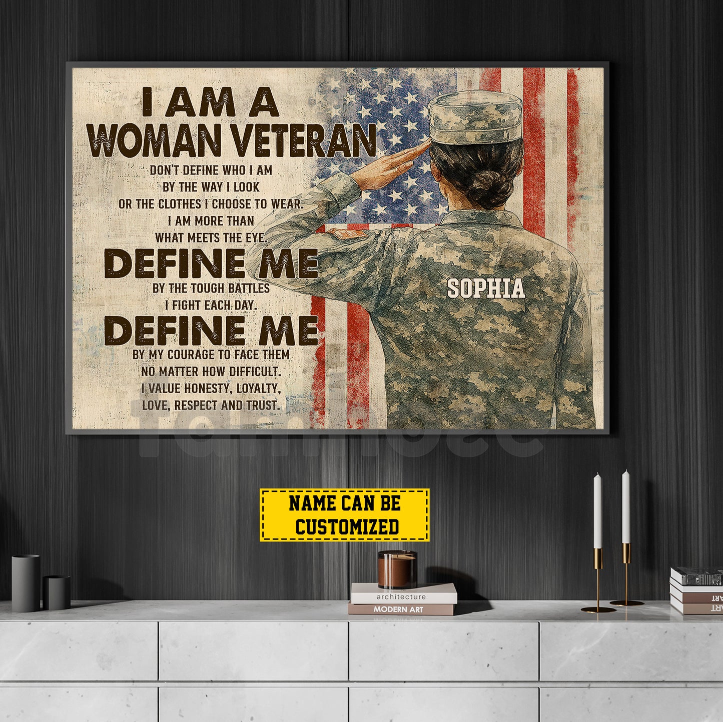 Personalized Veterans Day Canvas Painting, I Am A Woman Veteran Wall Art Decor, Poster Gift For Former Soldiers