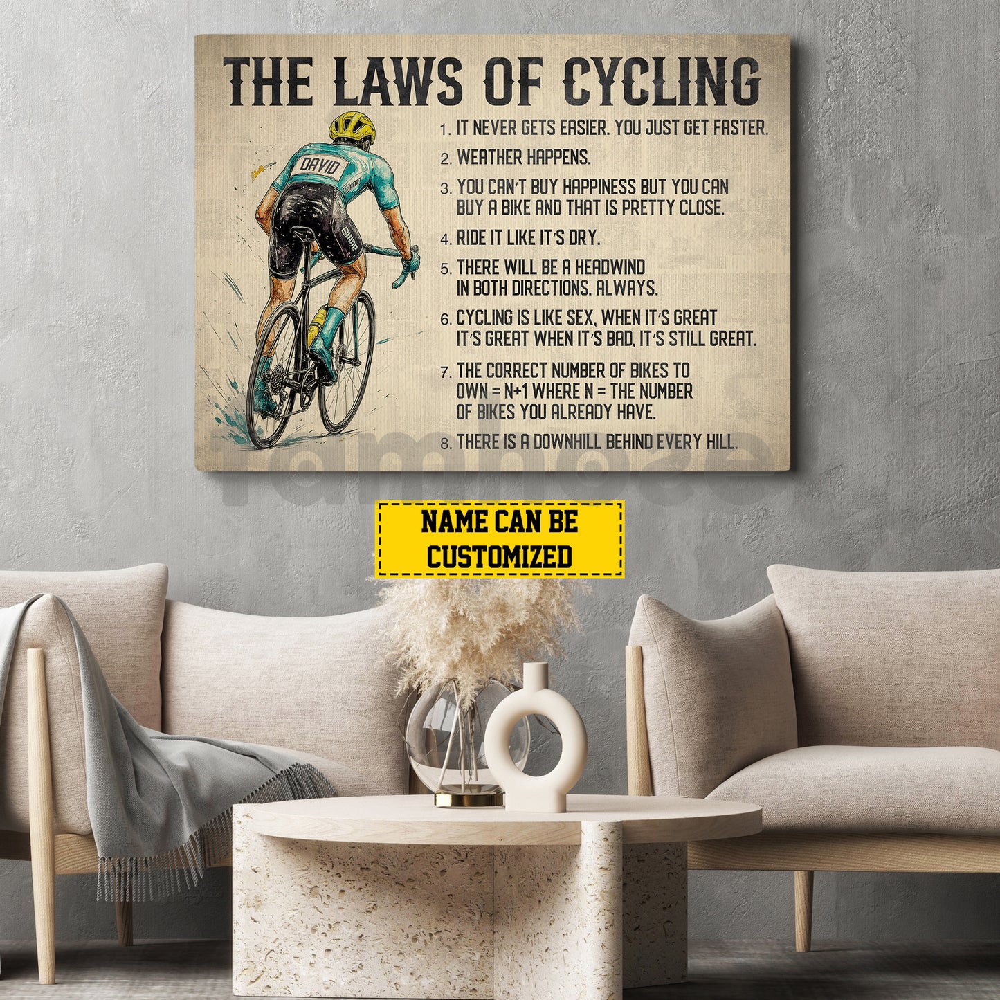Personalized Cycling Canvas Painting, The Laws Of Cycling Sport Wall Art Decor, Poster Gift For Cycling Lovers