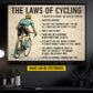 Personalized Cycling Canvas Painting, The Laws Of Cycling Sport Wall Art Decor, Poster Gift For Cycling Lovers