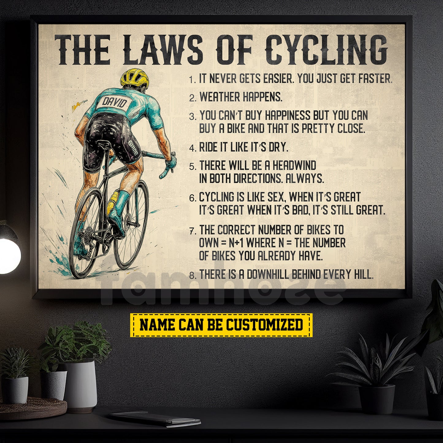 Personalized Cycling Canvas Painting, The Laws Of Cycling Sport Wall Art Decor, Poster Gift For Cycling Lovers