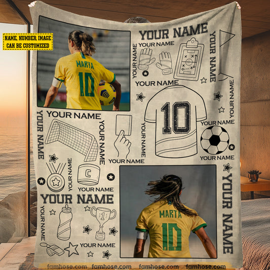 Personalized Soccer Fleece Blanket, The Pride Of Soccer Player Woven Blanket, Sherpa Blanket Gift For Soccer Lovers