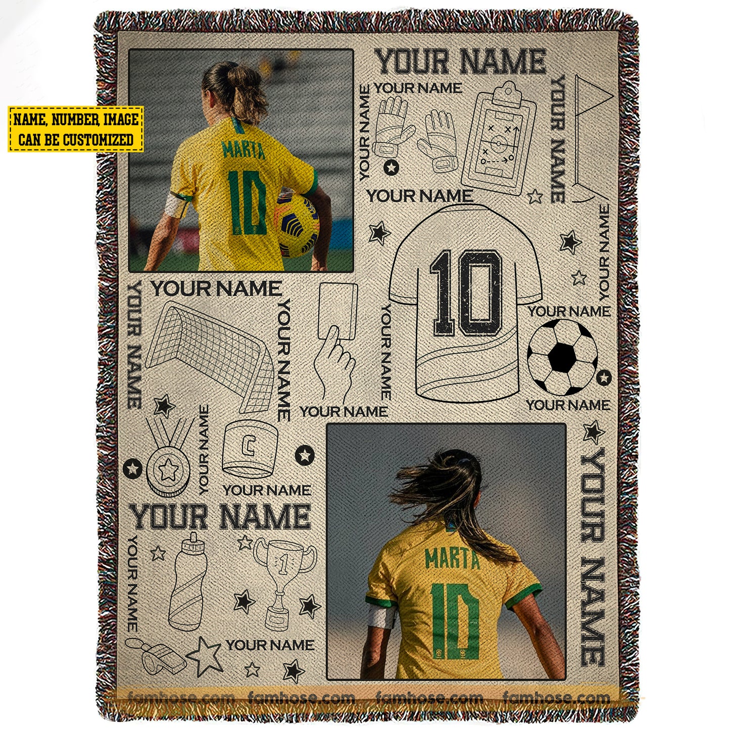 Personalized Soccer Fleece Blanket, The Pride Of Soccer Player Woven Blanket, Sherpa Blanket Gift For Soccer Lovers