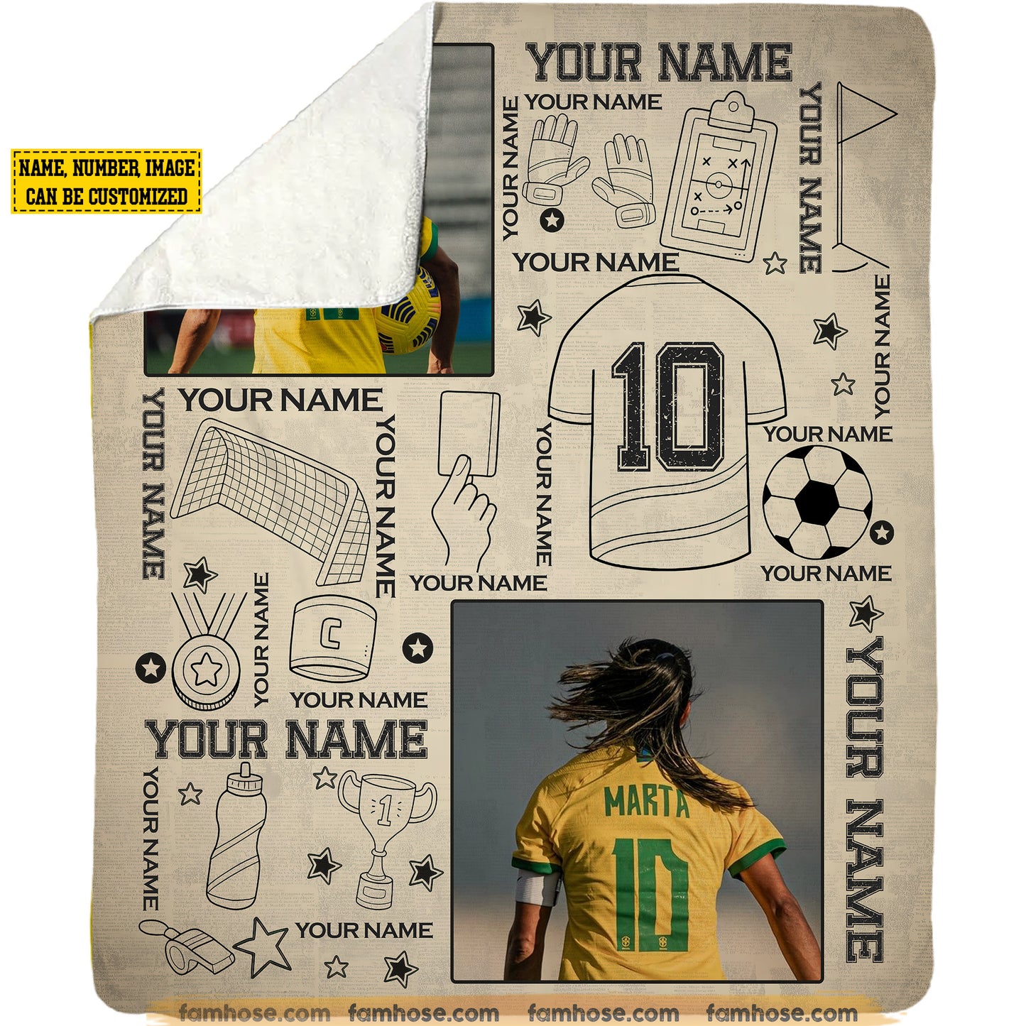 Personalized Soccer Fleece Blanket, The Pride Of Soccer Player Woven Blanket, Sherpa Blanket Gift For Soccer Lovers