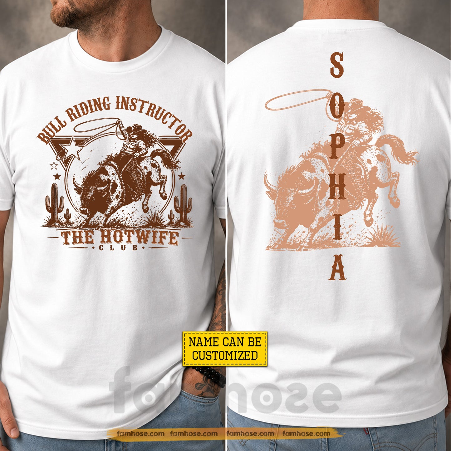 Personalized Cowgirl Bull Riding Two-sided T-shirt, The Hotwife Club Tees Gift For Bull Riding Lover