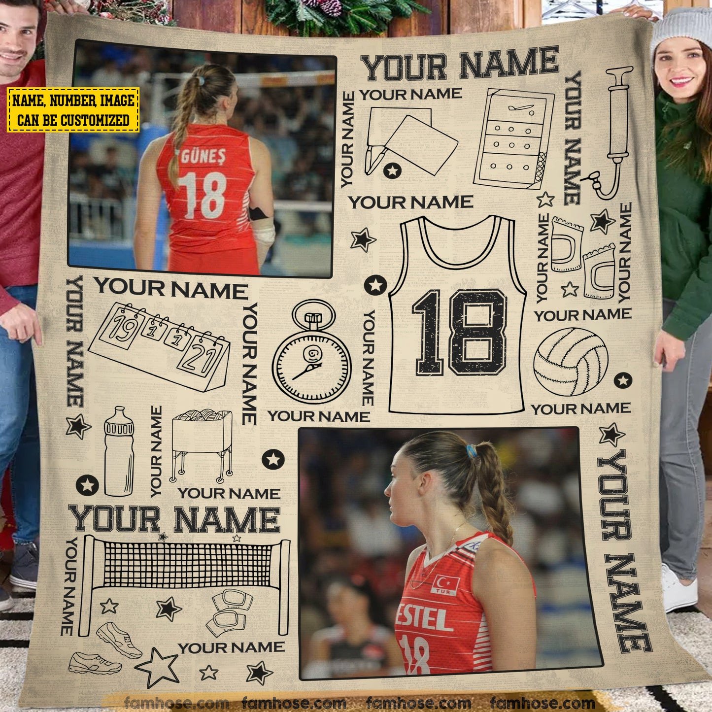 Personalized Volleyball Girl Fleece Blanket, Spike & Snuggle Sport Woven Blanket, Sherpa Blanket Gift For Volleyball Lovers